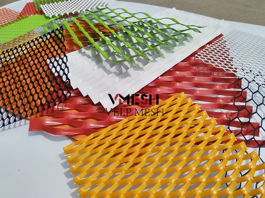 PVDF 알루미늄 확장 된 금속 망 5.5mm 6.0mm 벽 덮개 환기 된 정면