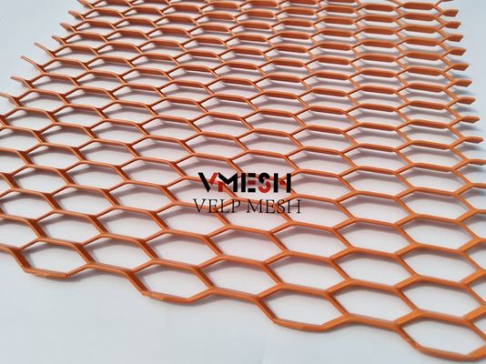 PVDF 알루미늄 확장 된 금속 망 5.5mm 6.0mm 벽 덮개 환기 된 정면