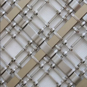 Gold Painted Architectural Metal Mesh Decorative Woven Wire Pattern Strip Mesh Panels 